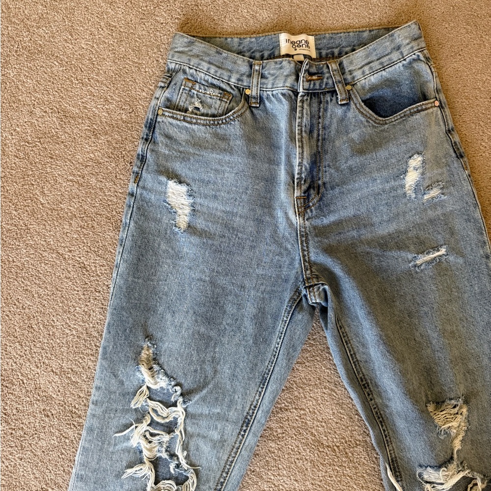 High Rise Distressed Blue Jeans - Picture 5 of 12